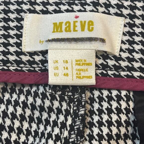 Maeve by Athropologie Houndstooth Wide Leg Flat Front Cuffed Trouser Size 14 NWT - Picture 7 of 9